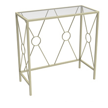 Easy to Assemble Adjustable Golden Feet Sturdy Metal Frame Console Table Tempered Glass Sofa Modern Entryway Table